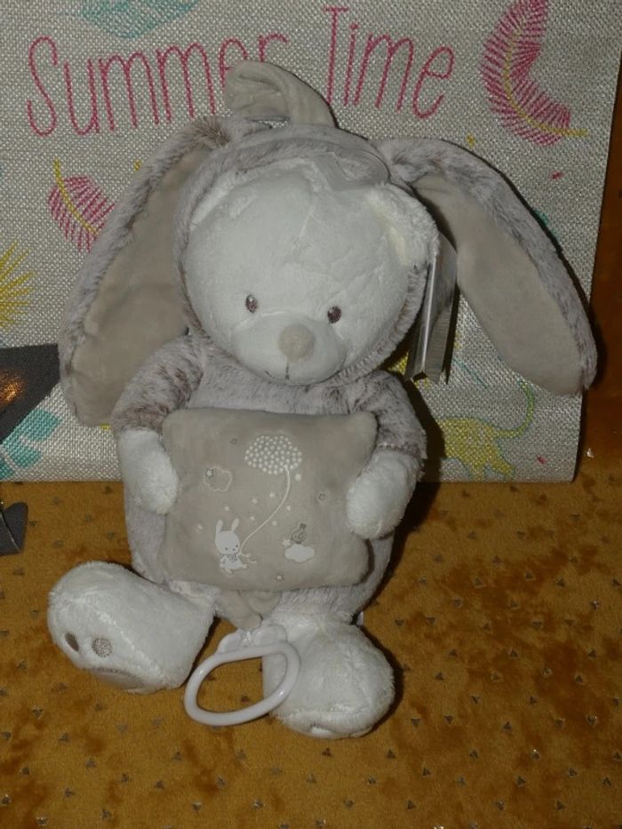 Doudou musical ours/lapin Mots d'enfants beige 🐰Neuf