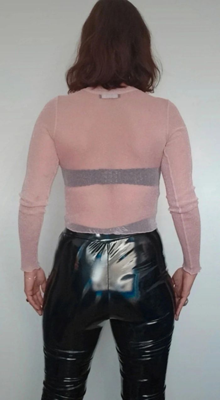Haut voile transparent pailleté Bershka XS - photo numéro 4