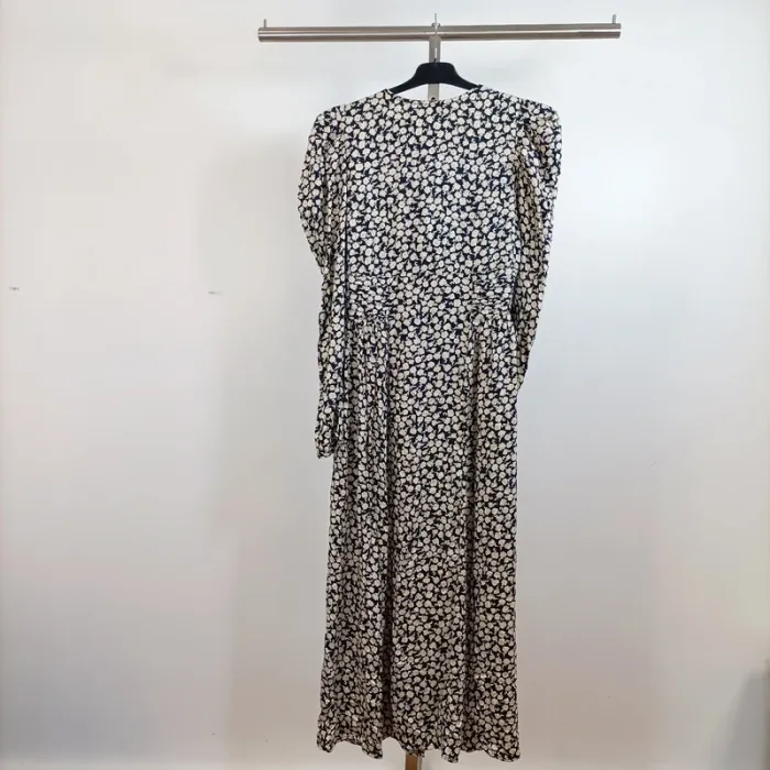 Robe longue bleue écru fleurie Mango Taille XS Manches longues A818 - photo numéro 9