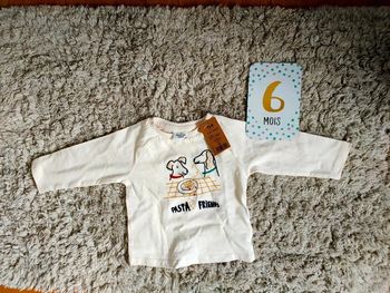 T-shirt manches longues chiens et spaghetti 6 mois TAO