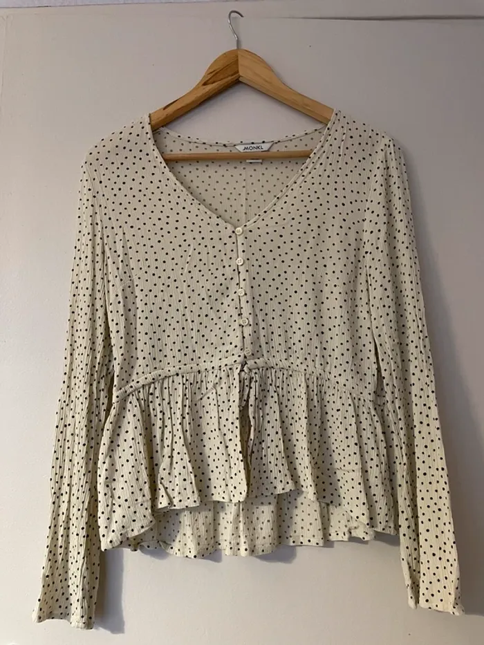 Blouse crème à pois