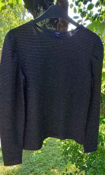 pull rayures argenté/doré