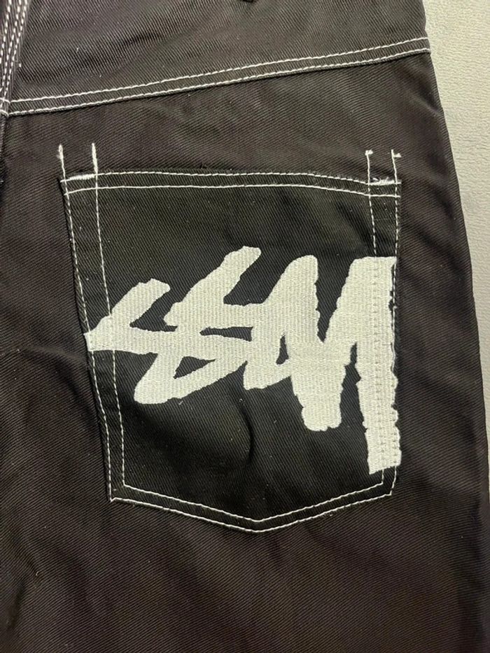 Short/Jort Stussy Black Embroidered White Big Logo Back – Taille XL - photo numéro 3