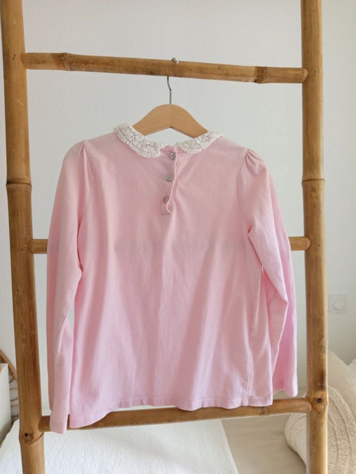 Haut rose col Claudine dentelle blanche Sergent Major 7 ans - photo numéro 5