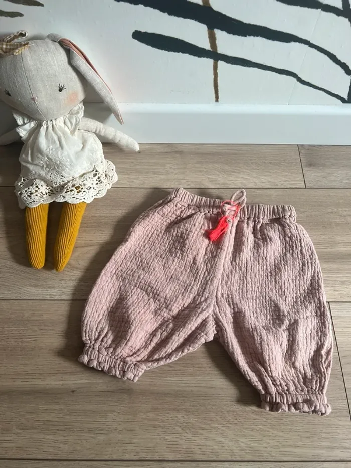 Sarouel rose gaz de coton