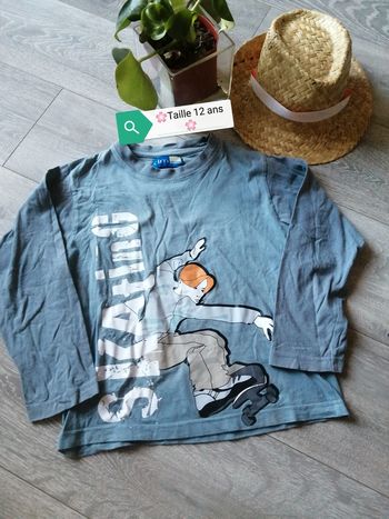 🌸Tee-shirt manche longue bleu/gris skating taille 12 ans "DPAM" 🌸