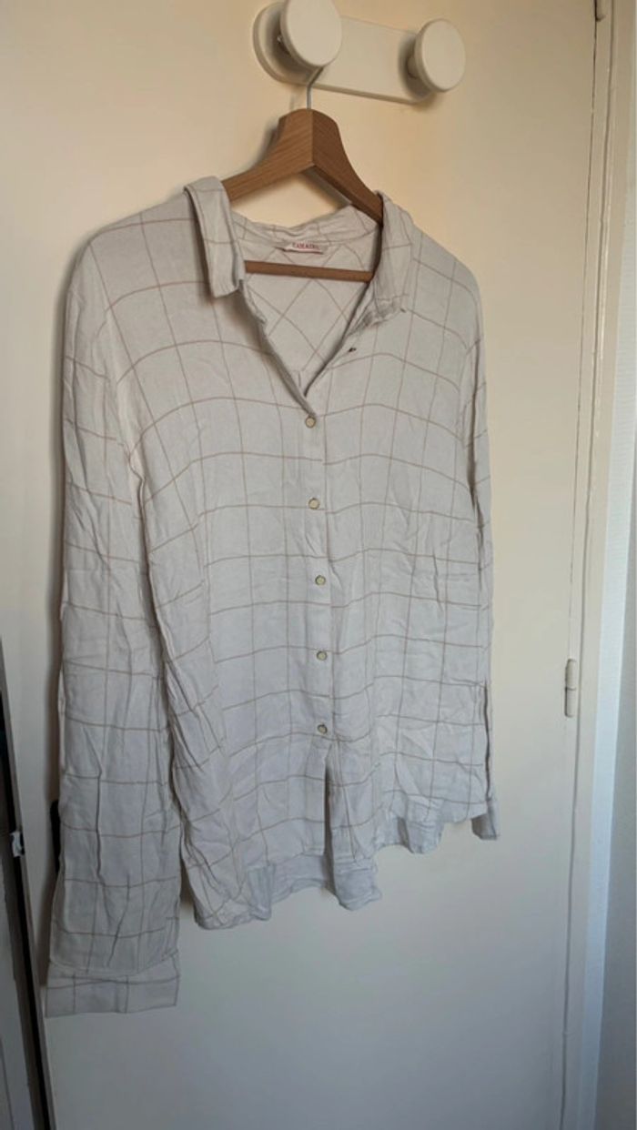 Chemise blanche à carreau Camaïeu taille 46 en bon état