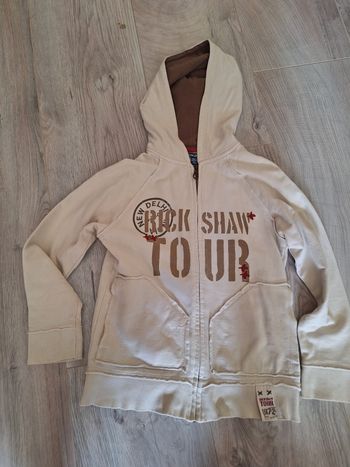 Veste zippée à capuche okaidi beige 10 ans garçon