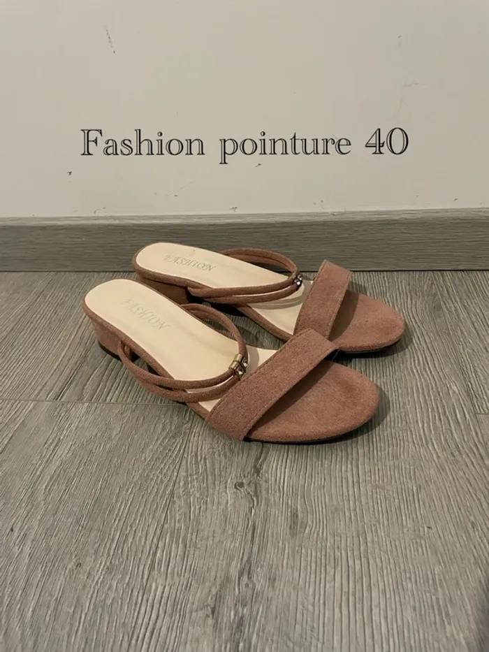 mules à talons roses/nude - talon 4 cm - taille 40