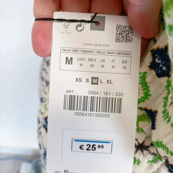 Ensemble ZARA coton imprimé ethnique vert bleu M haut boutonné + short taille cordon A567 - photo numéro 13