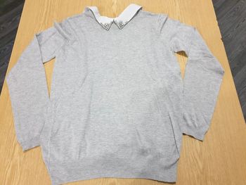 Pull femme col amovible Naf Naf S gris clair