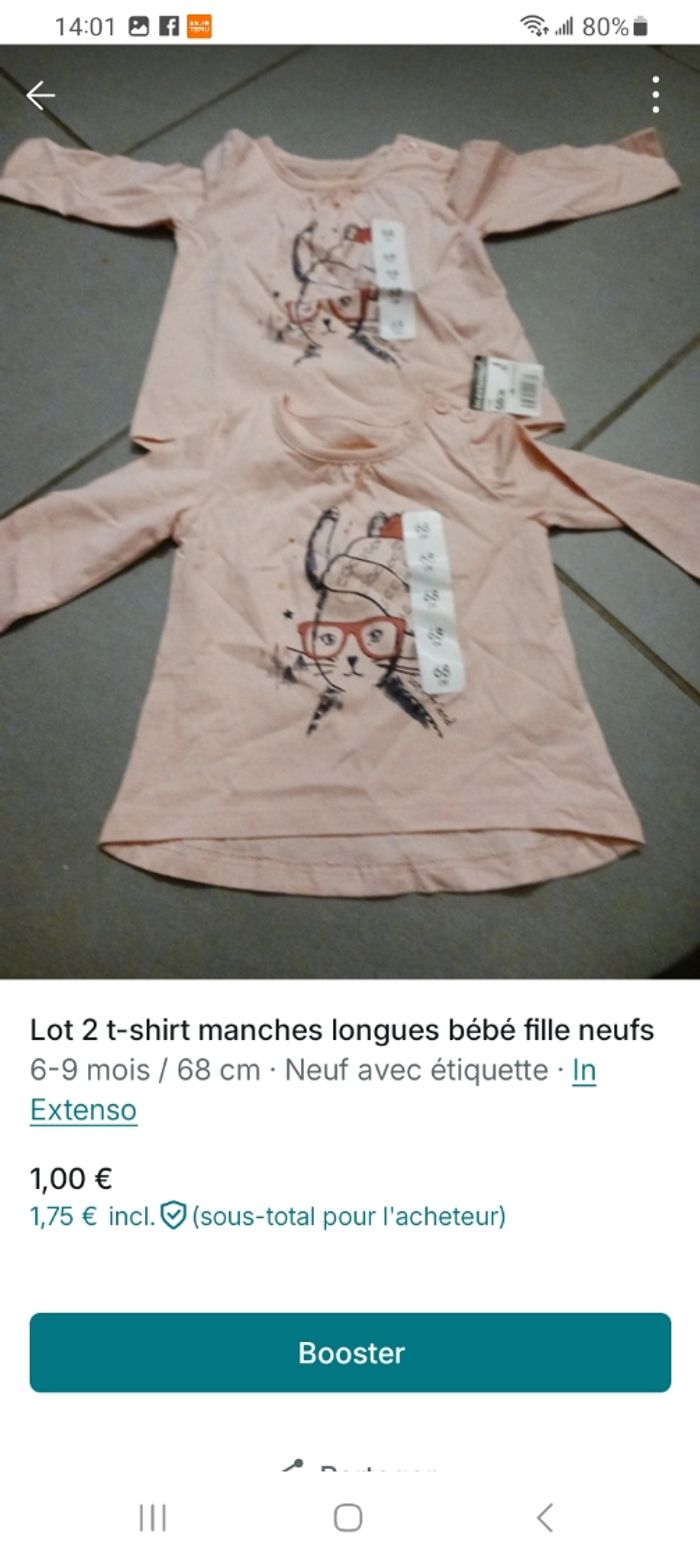 Lot 2 t-shirts bébé fille