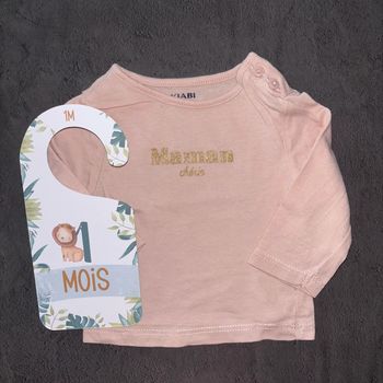 T-shirt rose pale maman Kiabi / 1 mois / Très bon état
