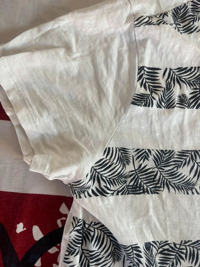 T-shirt Livergy taille S/M blanc liserés noir motif jungle - photo numéro 4