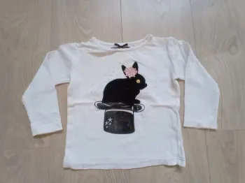 Tee-shirt fille blanc lapin noir Gémo 3 ans