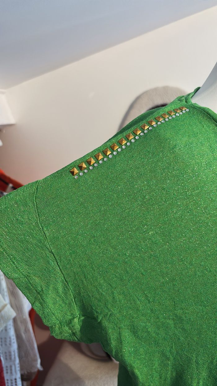Tee shirt vert à paillette Bleu d'Azur T40 - photo numéro 2