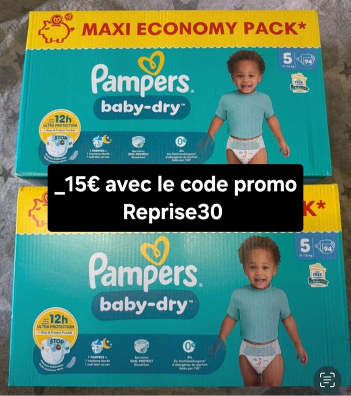 2 cartons de couches Pampers taille 5
