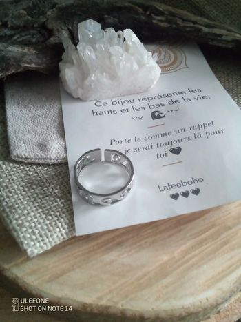 Bague vagues de la vie argentée + carte