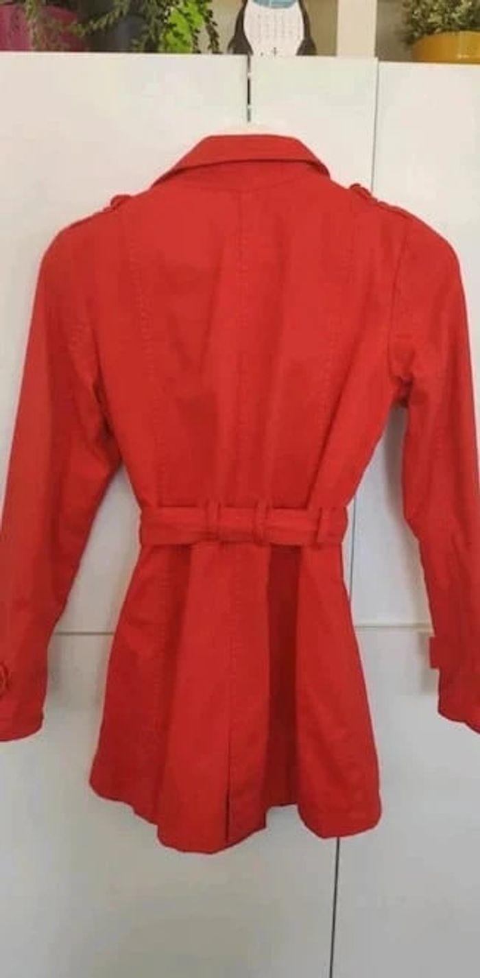 Galeries Lafayette Veste Trench jean rouge 12 ans - photo numéro 4