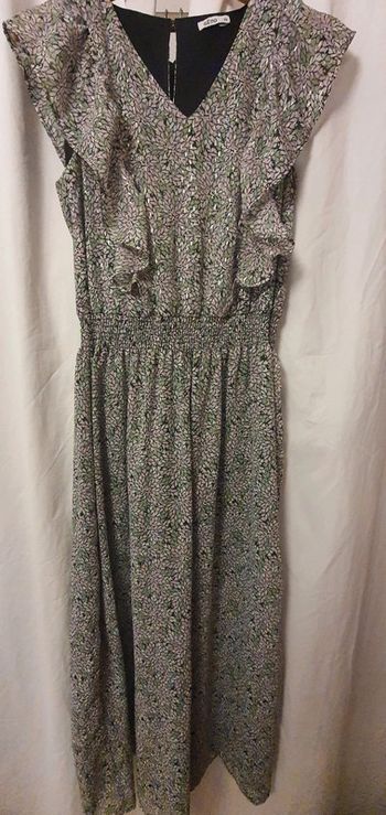 Robe longue doublée taille smockée