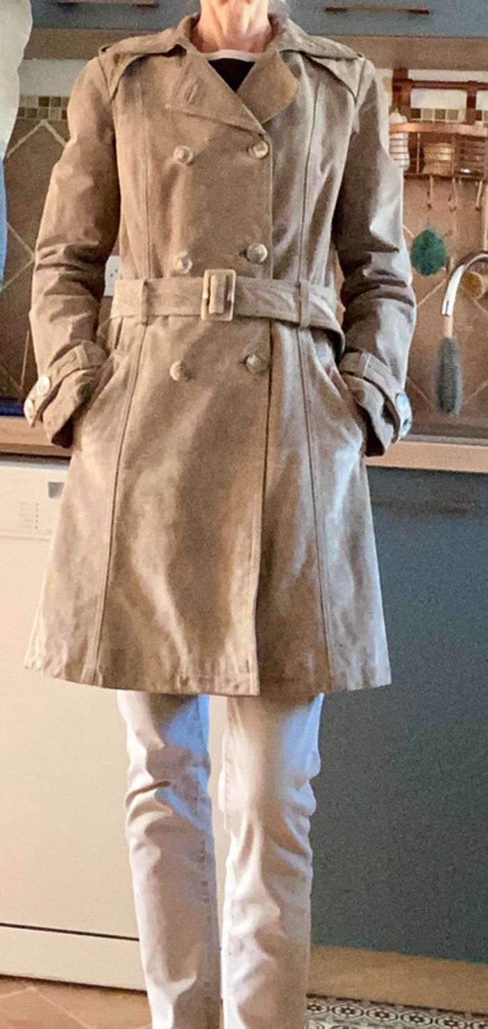 Trench en cuir nubuck Camaïeu - photo numéro 2