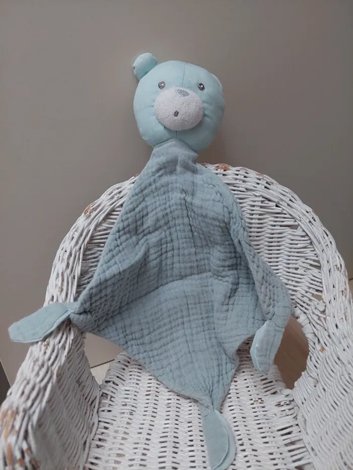 Sauthon - doudou ourson lange bleu