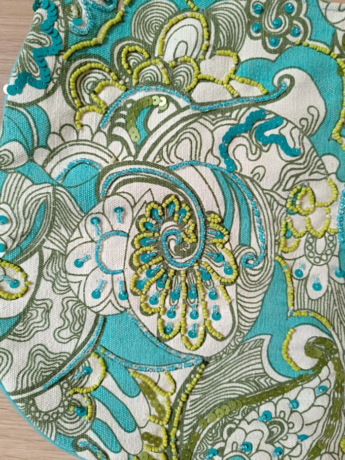 Sac tissu brodé de perles - photo numéro 4