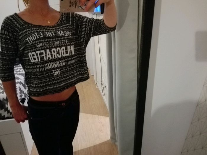 Tee shirt court noir et gris imprimés ethniques Pull&bear