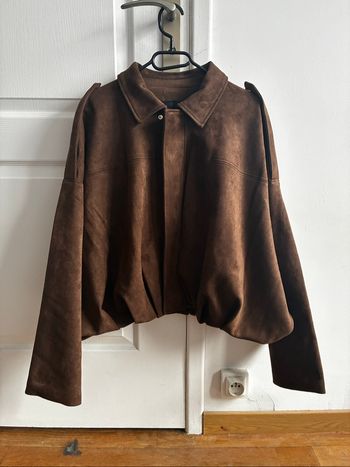 Veste Bomber effet daim Marron Foncé
