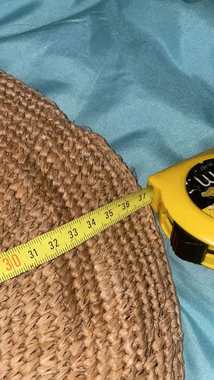Sac Rond Neuf en Paille Tressée avec Anses en Cuir Véritable - photo numéro 8