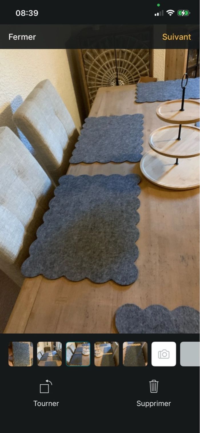 Lot de sets de table gris, 33 × 44 cm aspect feutrine - photo numéro 2