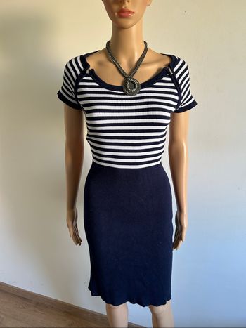 Robe bleue marine et blanche à manches courtes Morgan taille L TBE