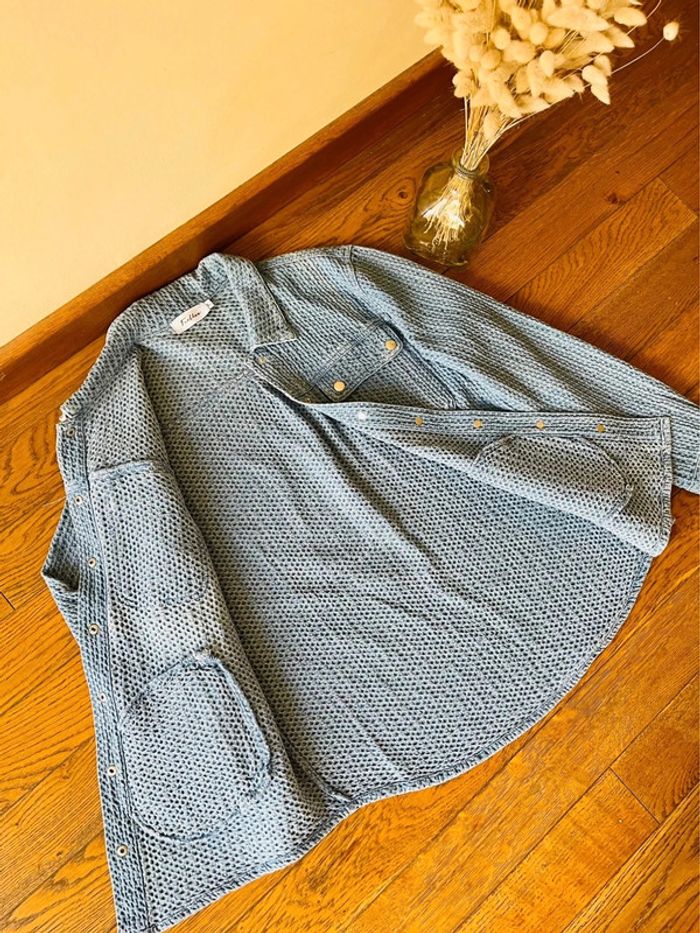 Sublime veste feelhoo en jean bleu à poche et col taille L - photo numéro 7