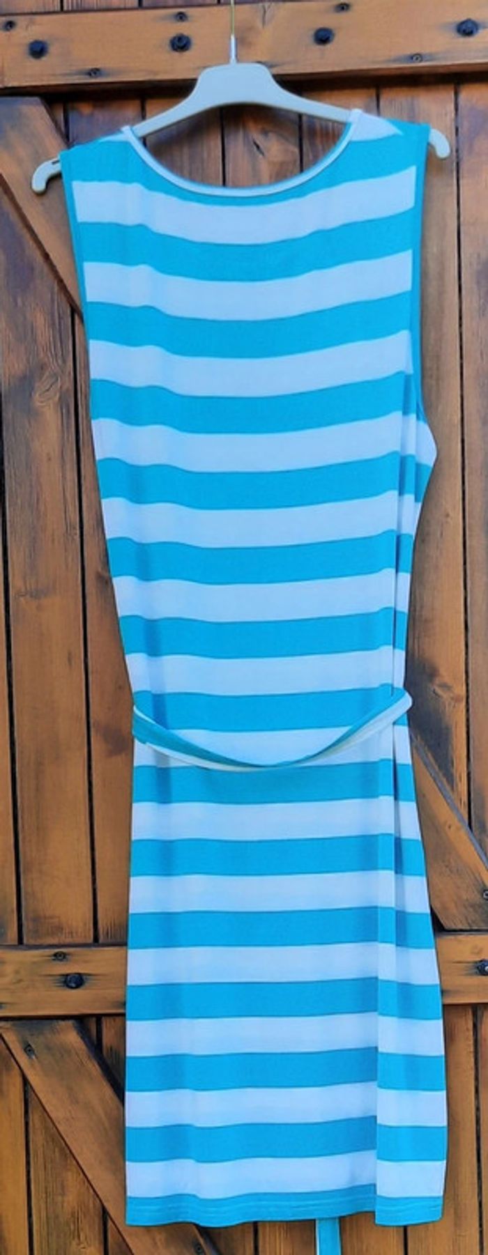 Robe de plage rayée bleu turquoise et blanc - photo numéro 3