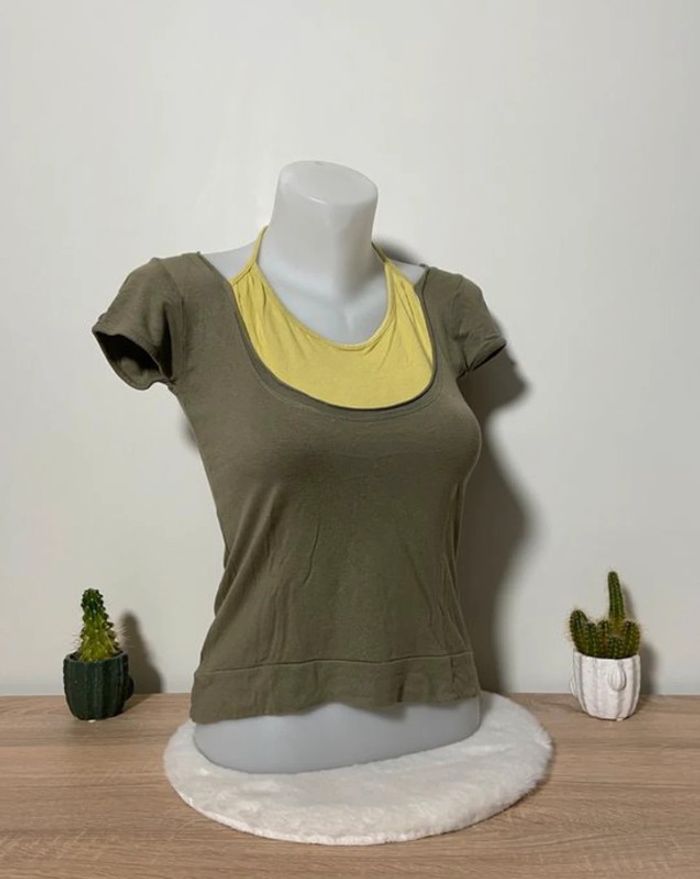 T-shirt bicolore vert Rosebud taille 34