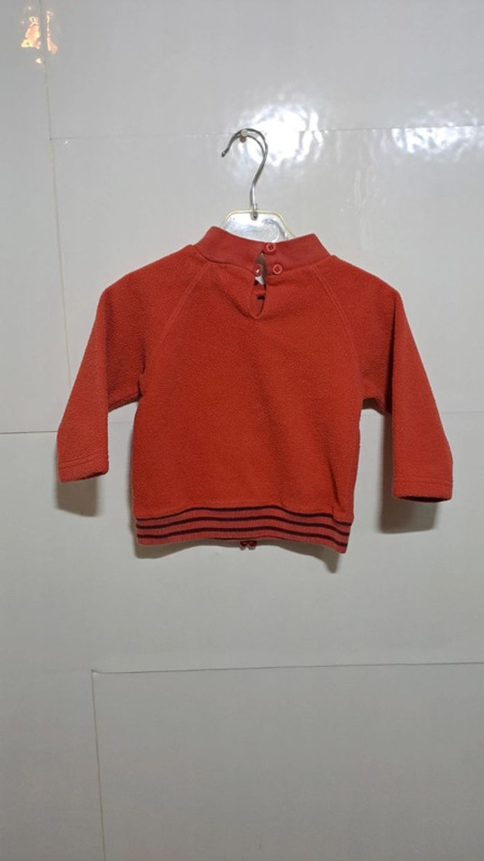 💚Pull polaire bébé fille rouge brodé – 12 mois - photo numéro 4