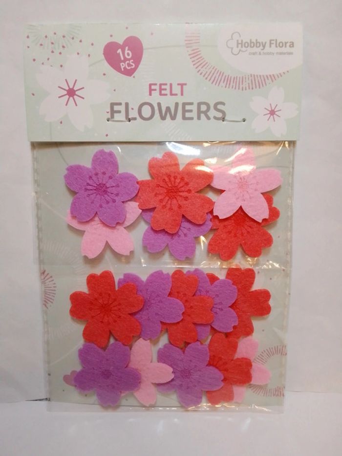 Fleurs en feutrine rouge x16 scrapbooking