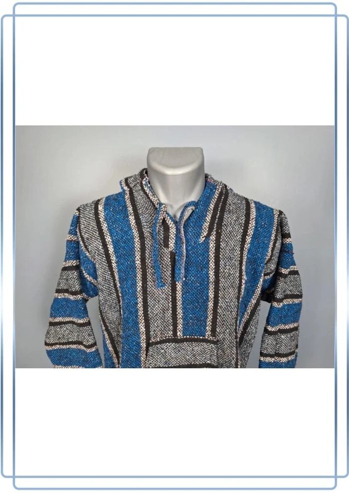 sweat a capuche / Hoodie/baja/poncho mexicain - taille M - homme - multicolore / fait main (313) - photo numéro 2