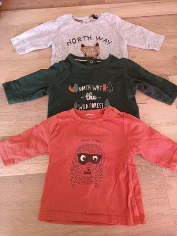 Lot t-shirt manche longues 1 mois