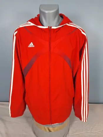 veste coupe vent imperméable a capuche adidas vintage/ homme - taille L / rouge full broderie (459)