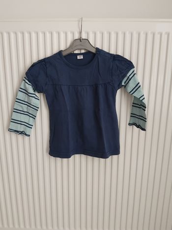 T shirt manches longues bleu fille 3 ans