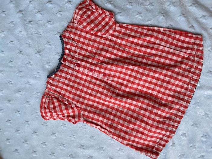 tunique manches courtes vichy rouge et blanc 3 ans cadet rousselle - photo numéro 7