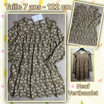 Robe imprimée à volant demi saison - taille 7 ans 122 cm - neuf