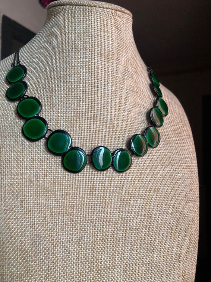 Collier femme vert foncé ras de cou - photo numéro 2