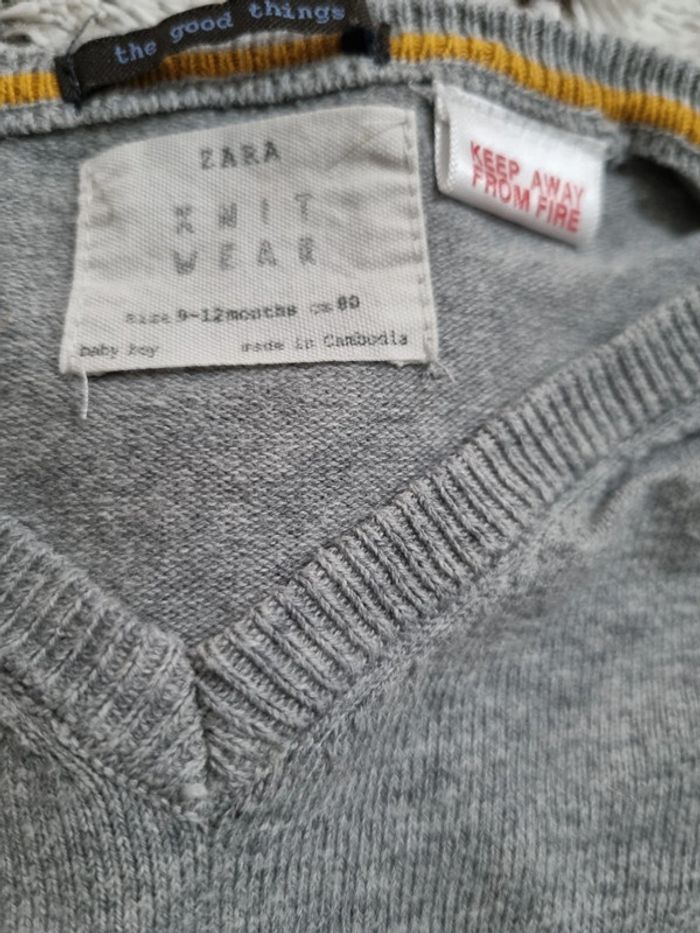 Pull leger zara gris taille 9 a 12 mois - photo numéro 2