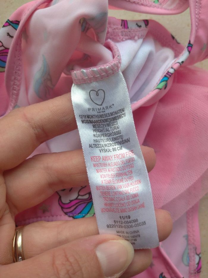 Maillot de bain 1 pièce Fille 12/18 mois Licorne étoiles Tutu Primark Care - photo numéro 2