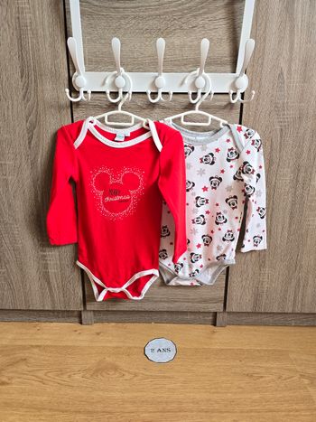 Vêtement Bébé Mixte - 2 bodies Mickey - Disney - 2 ans