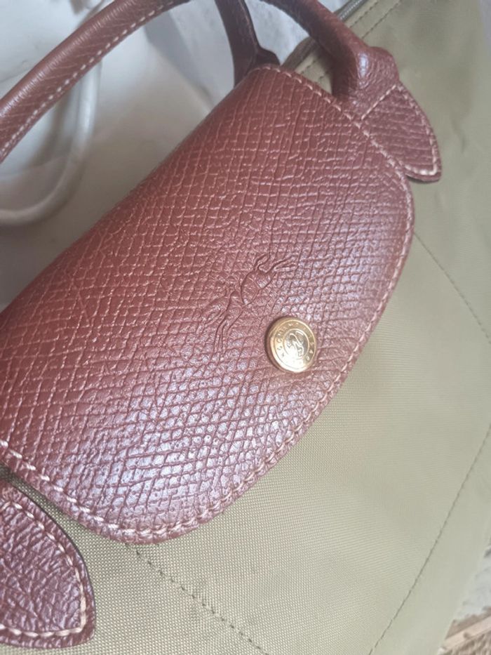 Longchamp | le Pliage kaki et cuir marron | t. S - photo numéro 8