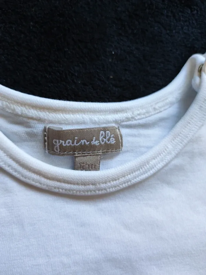 T-shirt blanc 12 mois manches - photo numéro 4