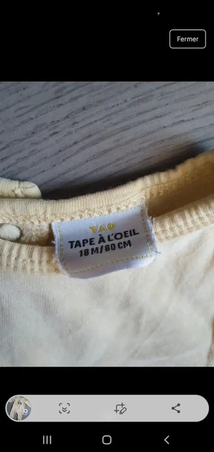 Pyjama 18mois jaune tao mixte 80cm - photo numéro 2